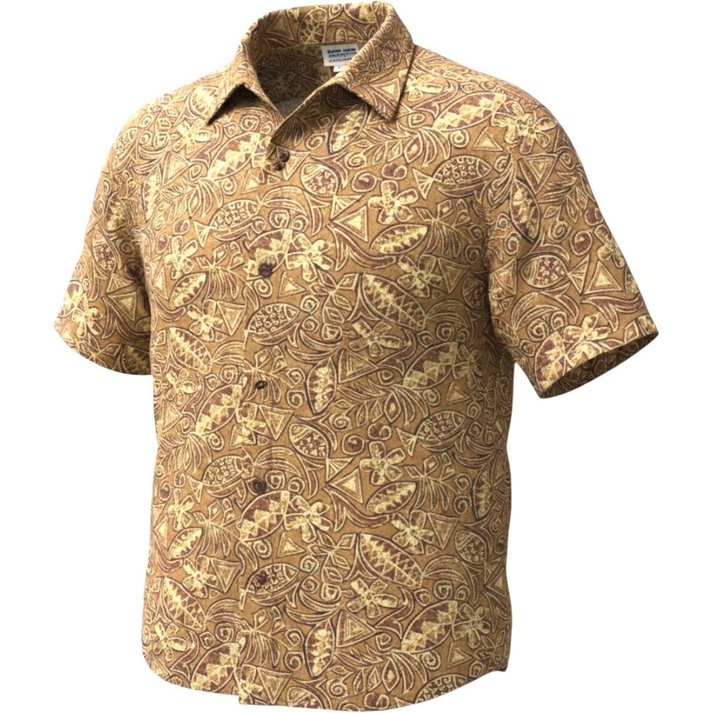 Gramicci Mens Vintage Batik Fish Print Cotton Button Down Shirt Made in USA M
